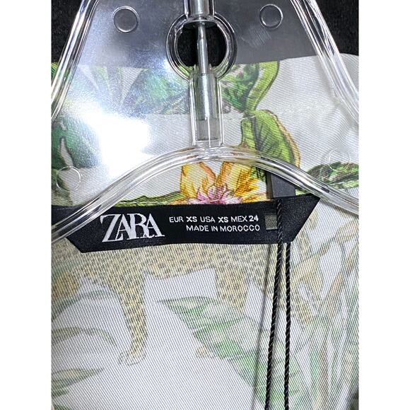 Zara Jungle Button Shirt Women XS Roll Tab Tropical Safari Leopard Boho Vacation - Picture 7 of 10